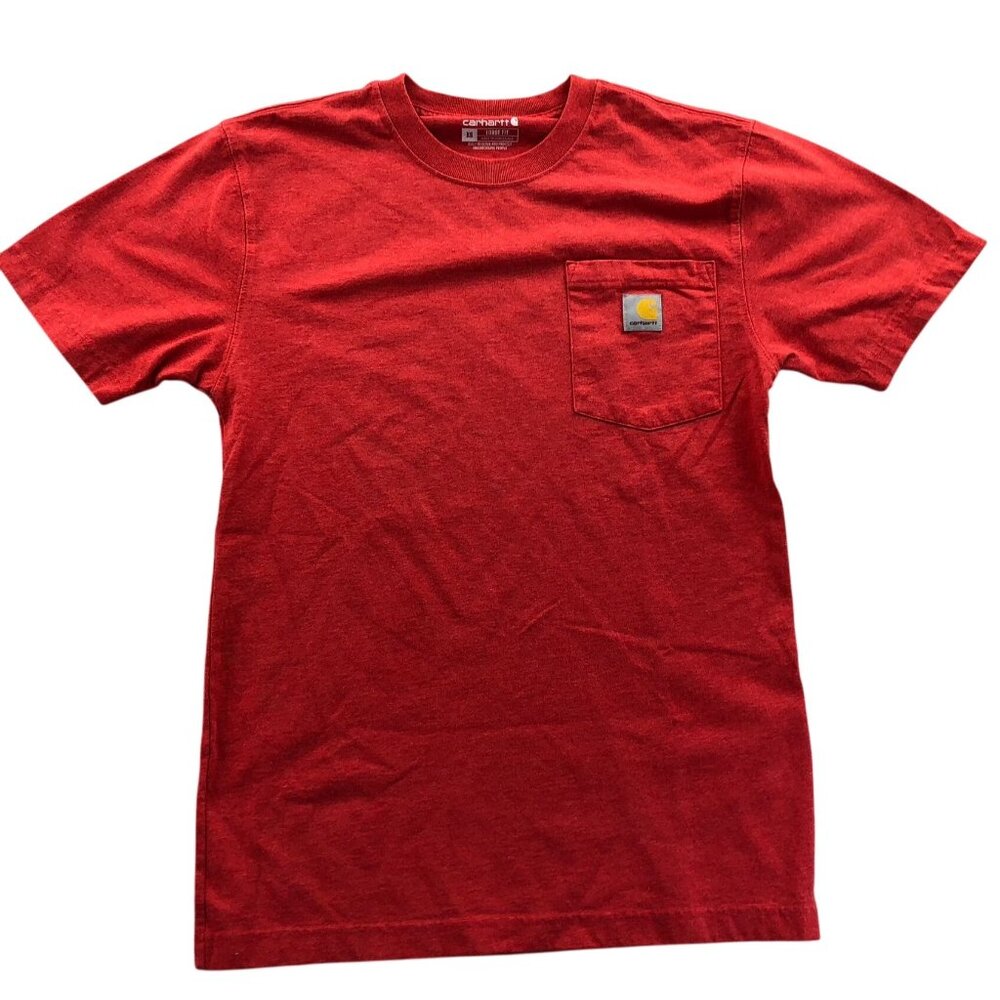 Carhartt Mens T-Shirt XS Short Sleeve Loose Fit Red Pocket Tee Classic Casual